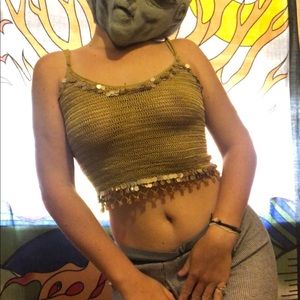 Gold xoxo crop tank top